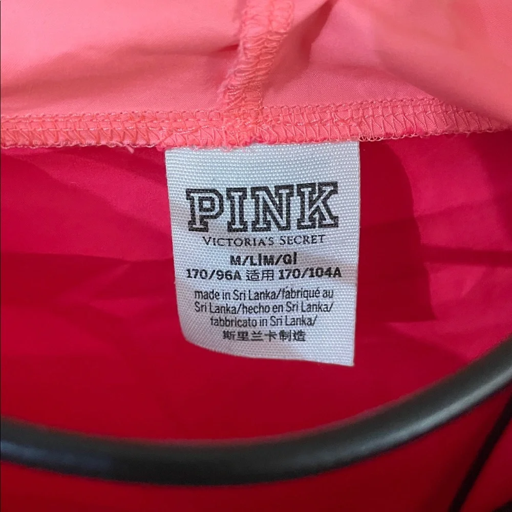 PINK Victoria's Secret Coral and Hot Pink Jacket windbreaker jacket MD/LG rain - Picture 3 of 8